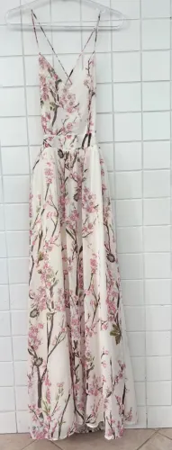 Vestido Estampado Longo offwhite Floral Tam M