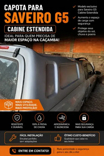 Capota de Fibra Saveiro G5 Cabine Estendida