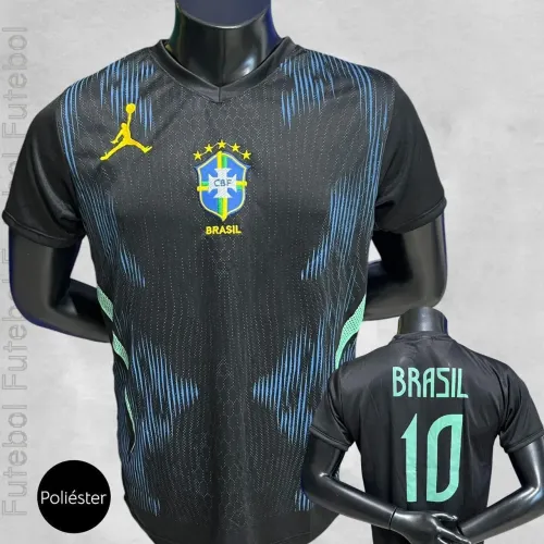 Camisa Brasil Preta e Azul 2026 Torcedor Básica