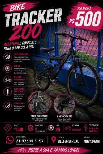 ? Vendo Bike Tracker 200 Aro 26 - R$ 500,00 Bike seminova, muito boa