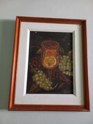 Quadro linda pintura artística com moldura em madeira 0,37x0,44