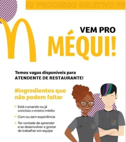 Atendente Mcdonalds madrugada 5×2