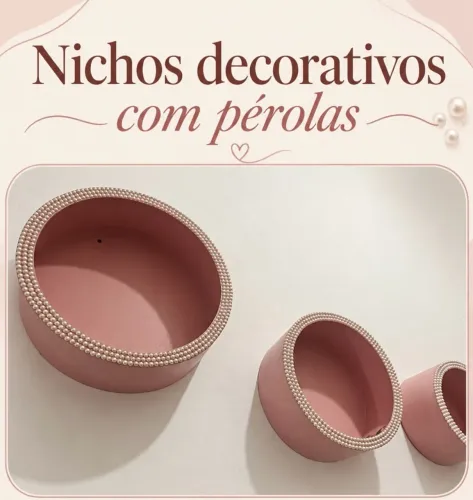 venda dos nichos decorativos com pérolas.