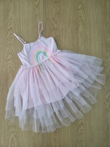 vestido de tule arco iris infantil cotton on rosa 2a