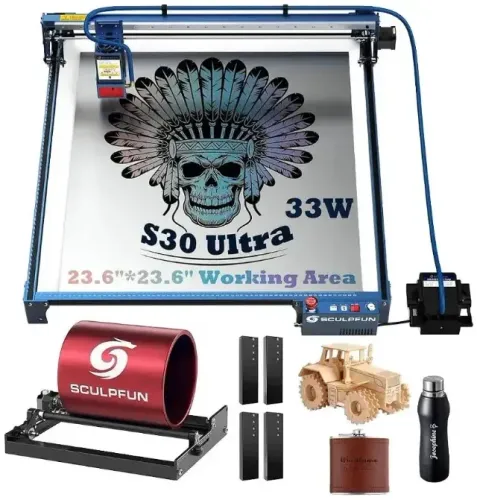 Máquina de corte e gravação a laser Sculpfun S30 Ultra 33w e Rolo