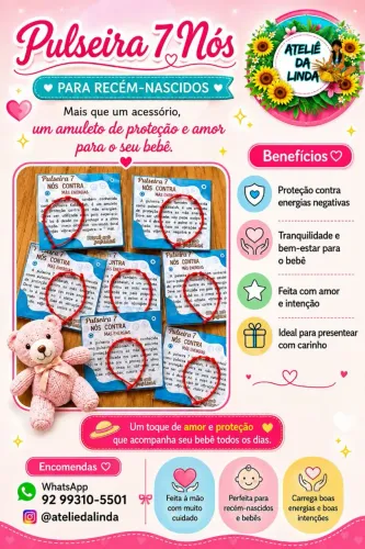 PULSEIRA 7 NOS PARA RECÉM- NASCIDOS @ateliedalinda WhatsApp *
