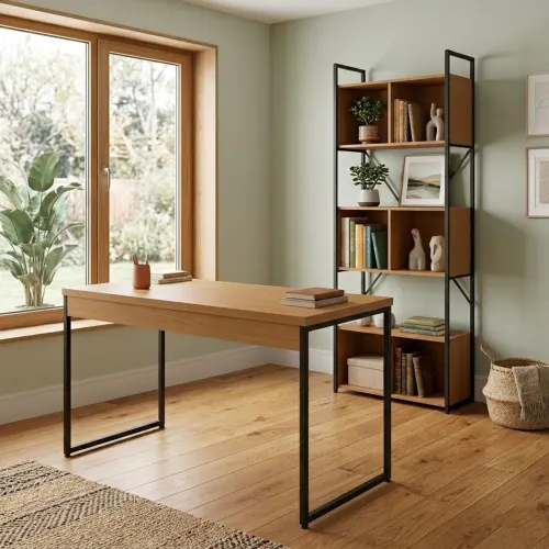 Mesa 1.36m e estante industrial 