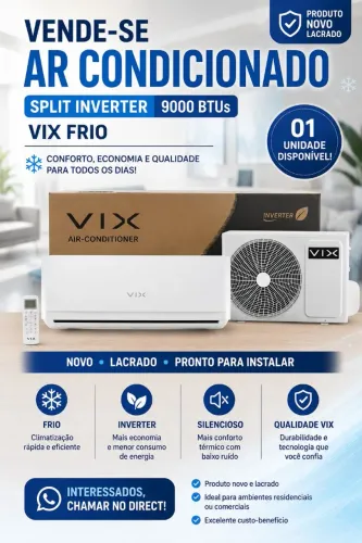 Ar-Condicionado Split Inverter VIX 9.000 BTUs - Novo e Lacrado