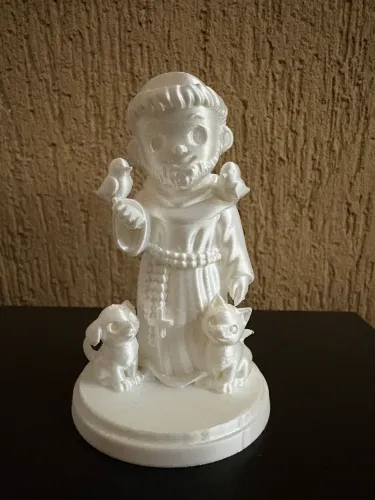 Mini Estátua de Plástico São Francisco de Assis Padroeiro dos Animais Santinho