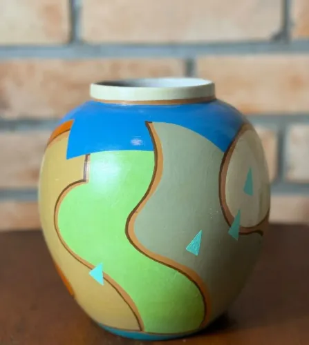 Vendo lindo vaso vintage de cerâmica colorido