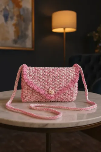 Bolsas artesanal tricô em linha qualidade lote com 3 bolsas modelos diferentes