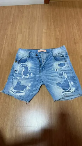 Bermuda Jeans Titular Jeans Destroyed Azul - Tamanho 40