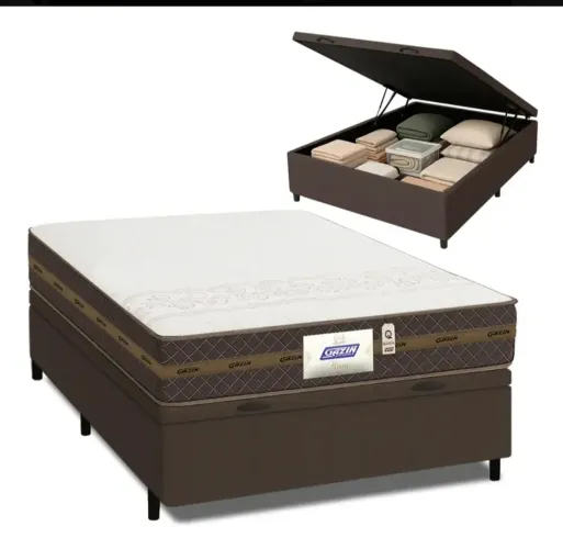 Cama Box Baú Casal + Colchão Espuma D33 Ortobom Airtech 100