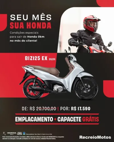 BIZ 125 EX 2026- OFERTA A VISTA - EMPLACAMENTO + CAPACETE