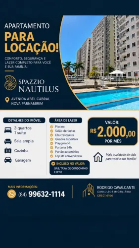 Apartamento para locação em Nova Parnamirim
