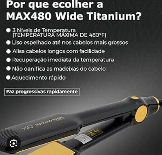 Vendo Prancha Uso Profissional Max480 Wide Titanium Black