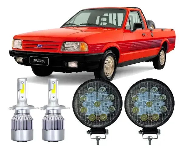 Super Led Ford Pampa Farol Alto E Baixo + Farol De Milha