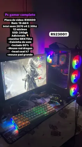 Pc gamer completo, pra ontem
