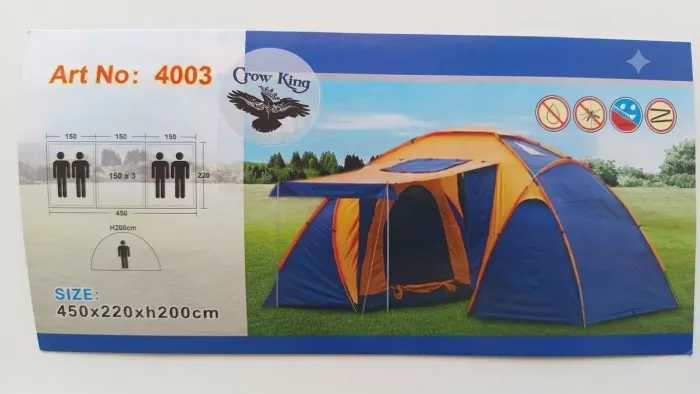 Barraca camping 4 lugares impermeável com área central para descanso