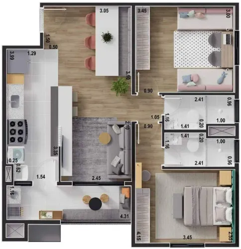 Apartamento 2 quartos 67 m² HM Maxi