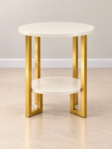 Mesa Lateral Off White e Dourada