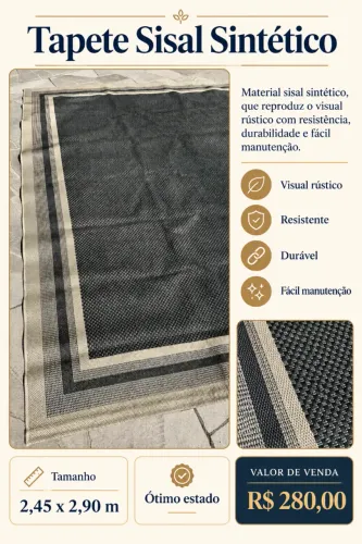 Tapete Sisal Sintético 2,45 x 2,90