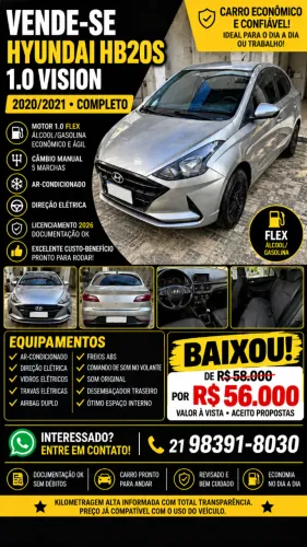 Hyundai HB20S Vision 1.0 Flex 12V MEC 2021