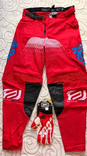 Calça ASW motocross e luvas 100%