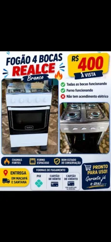 Vendo fogao realce funcionando perfeitamente  lindo bocas e forno ok Faço entrega 