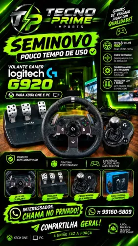 Volante Logitech G920 + Câmbio! Completo e Impecável!!
