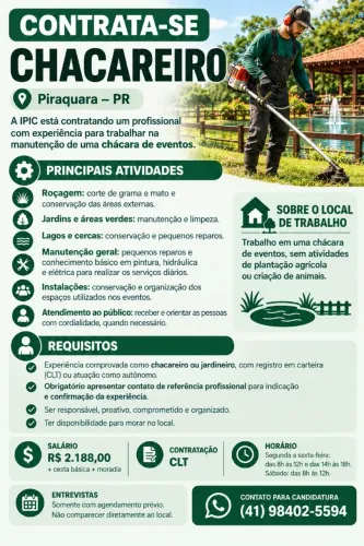 Contrata-se CHACAREIRO