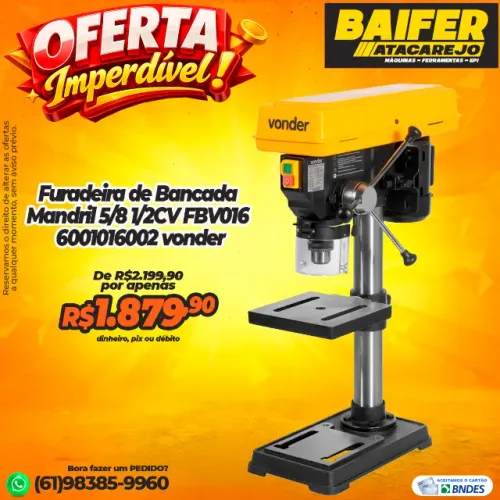 Furadeira de Bancada Mandril 5/8 1/2CV FBV016 6001016002 vonder
