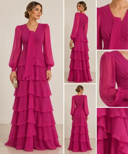 Vestido Averara Aurora Fúcsia