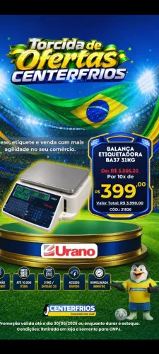 Balança Etiquetadora com capacidade ate 10 mil itens na memoria.3999.00 ou ate 10 x 399.00