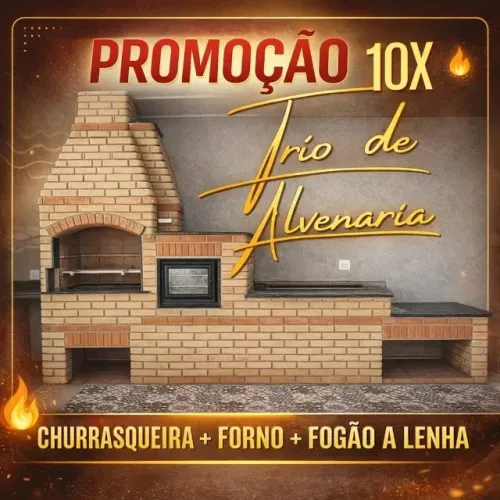 Trio de Alvenaria ( Churrasqueira + Forno + Fogão a lenha)