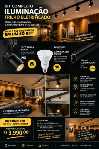iluminação decorativo com trilhos eletricos e spots