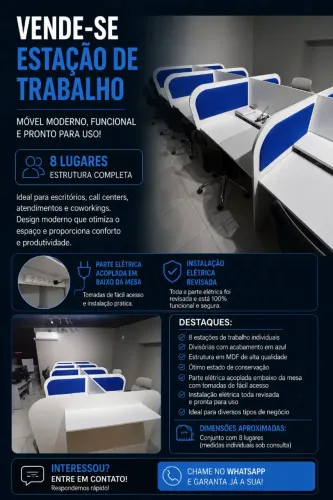 Mesa call center escritório 8 e 4 lugares