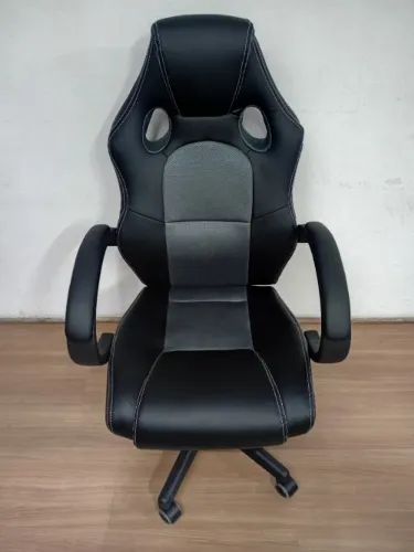 Cadeira Gamer em couro PU Preta e Cinza