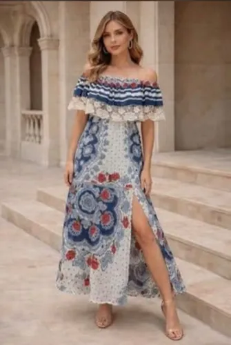 vestido farm ombro a ombro estampado