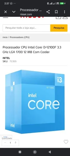 Processador Cpu Intel Core i3-12100F 3.3 GHZ LGA 1700 12 MB com Cooler