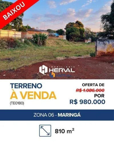 Terreno à venda, 810 m² por R$ 980.000,00 - Zona 06 - Maringá/PR