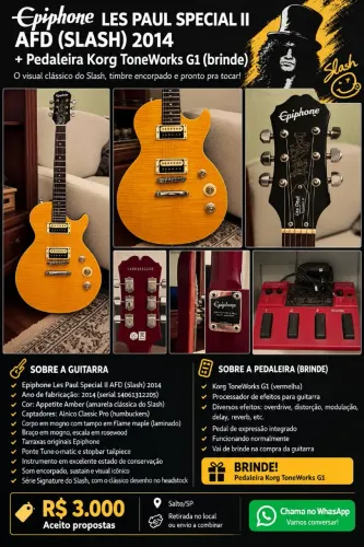 Guitarra Epiphone Les Paul Special II AFD (Slash) 2014 + Pedaleira Korg ToneWorks G1