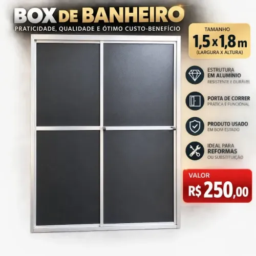 Box de Banheiro 1,50 x 1,80m - Usado em Bom Estado - APENAS R$ 250,00