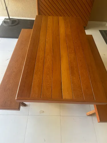 Mesa Art Madeira maciça + 2 bancos