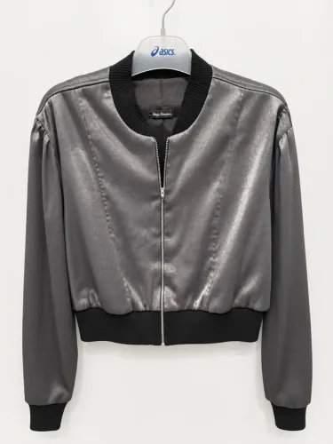 Jaqueta bomber metalizada prata p/pp