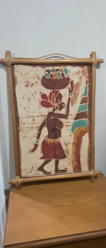 Quadro africano pintura no tecido
