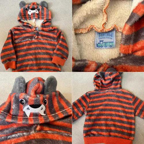 Blusa de Frio Bebê com Capuz Ursinho Peluciada e Super Quentinha