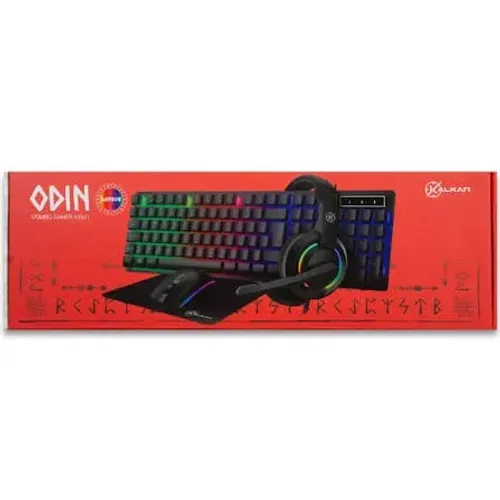 KIT COMBO 4X1 TECLADO + MOUSE + MOUSEPAD + HEADSET KALKAN ODIN PRETO KLK00017