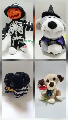 pelúcia halloween abóbora cachorro aranha kit grua