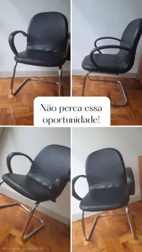 Cadeira fixa em corino <br>R$ 60,00